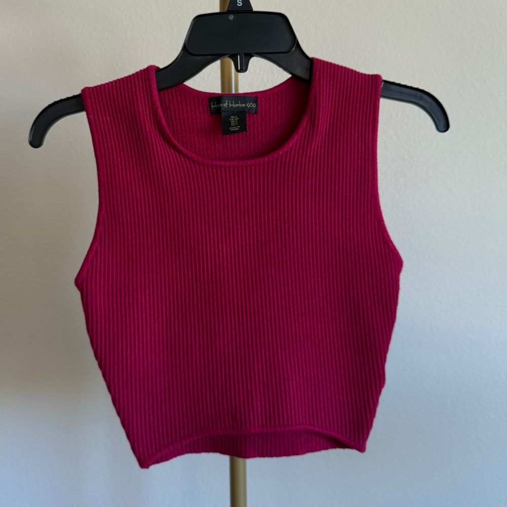 House of Harlow 1960 Fuchsia Ribbed Crop Top